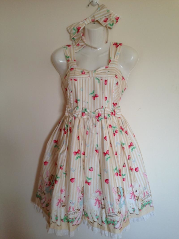 Angelic Pretty Sheep Garden JSK and headbow - Jumperskirt