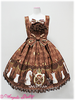Reduced* Angelic Pretty Chess Chocolate Jabot JSK + Headbow in
