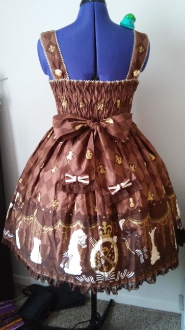 Reduced* Angelic Pretty Chess Chocolate Jabot JSK + Headbow in
