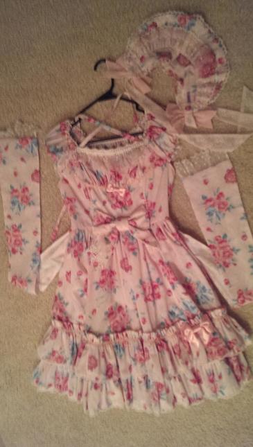 Angelic Pretty Eternal Rose Bouquet Mini Sleeve JSK pink set with