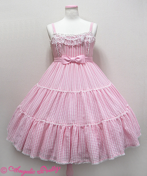 Angelic Pretty Whipped Gingham JSK (2015) - Jumperskirt - Lace