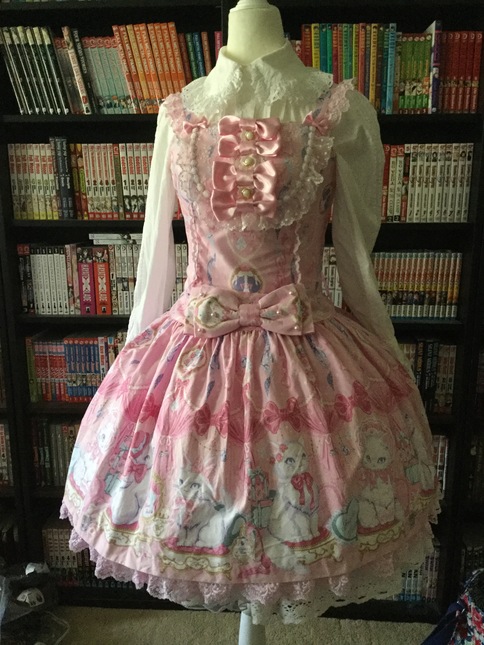 Angelic Pretty Dolly Cat Low Waist Jumpskirt Pink - Jumperskirt