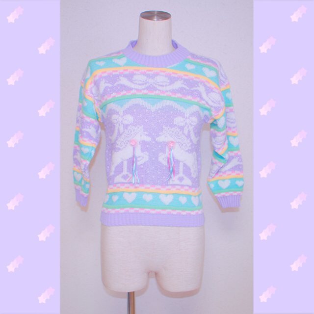 Vintage Fairy Kei Pastel Unicorn Sparkle Sweater Tops Kei Market