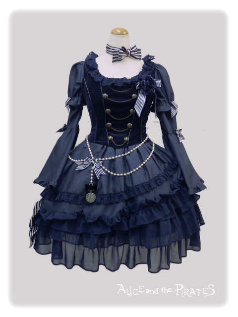 Milky Rail Train,ネルラドレス Milky Rail Train Nella Dress Set OP+Chain Belt+HEADBAND(Navy