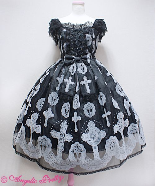 Angelic Pretty Heavenly Cross JSK - black - Jumperskirt - Lace