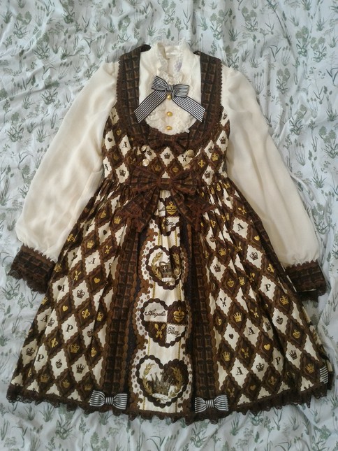 AP Queen Chocolate OP in ivory Angelic Pretty - One Piece - Lace