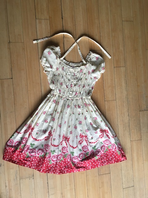 Ribbon Frill and Rose Emily Temple cute OP in red full bodice