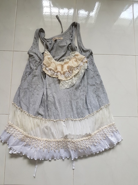 h.Naoto GRAMM grey overdress - Thin Strap/JSK - Kei Market: Buy