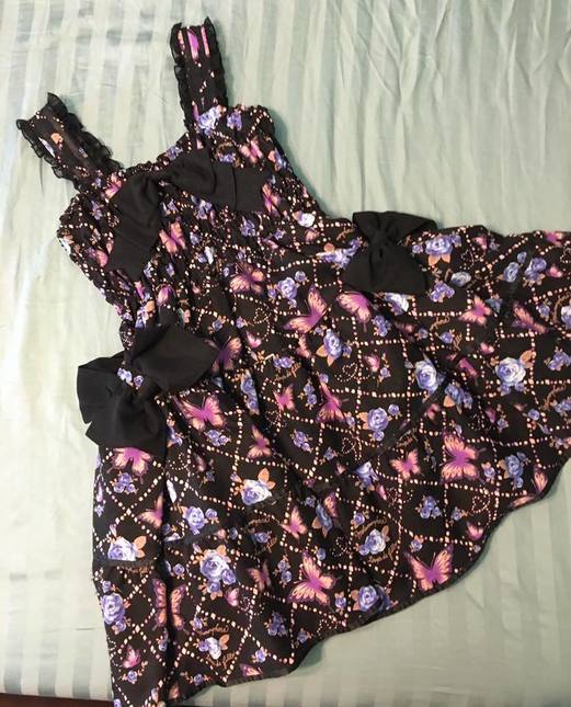 FULL SET: Jewel Butterfly shirring JSK + KC + OTKs black fully
