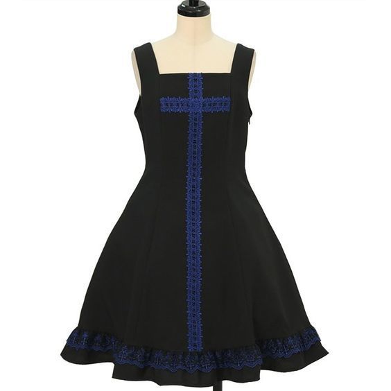 Moi Meme Moitie Lace Cross JSK - Blue cross - size M - Jumperskirt
