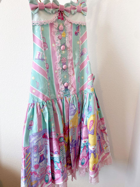 Angelic Pretty Toy Doll Box ワンピース Toy Doll Box ワンピース サックス（Toy doll box♡ジャンスカ