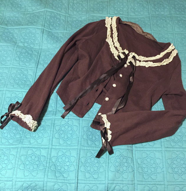Metamorphose Brown Lace Cardigan with double Ribbons Outerwear Lace