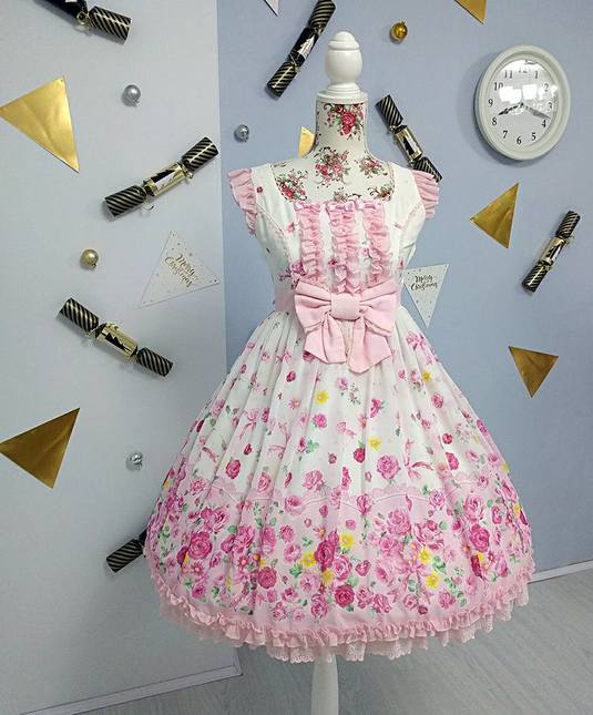 Angelic Pretty Powder Frill Rose JSK - Dresses - Lace Market