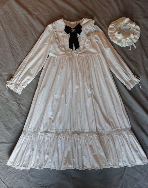 Cotton nightgown/long dress with hat One Piece Lace Market Lolita Fashion Sales