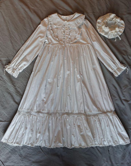 Cotton nightgown/long dress with hat One Piece Lace Market Lolita Fashion Sales