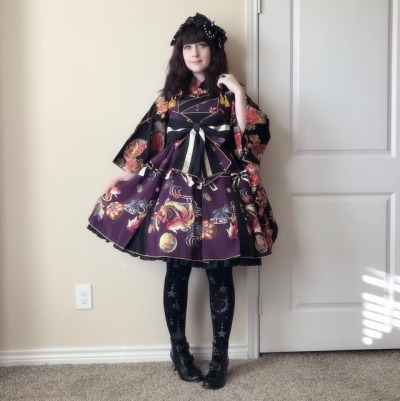 Metamorphose Daydreaming Goldfish Set in Purple and black - Dresses