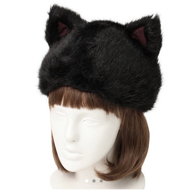 MILK Black Cat Ear Beret Hat Cap Hair Accessories Lace Market