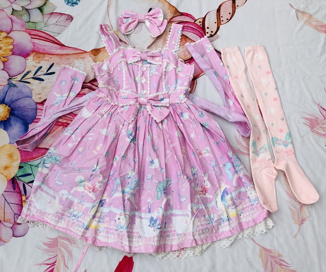 Angelic Pretty Candy Sprinkle JSK ピンク Angelic Pretty Candy Sprinkle Jsk in Pink - Jumperskirt - Lace