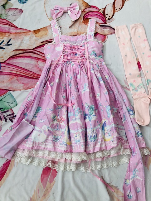 Angelic Pretty Candy Sprinkle JSK ピンク Angelic Pretty Candy Sprinkle Jsk in Pink - Jumperskirt - Lace