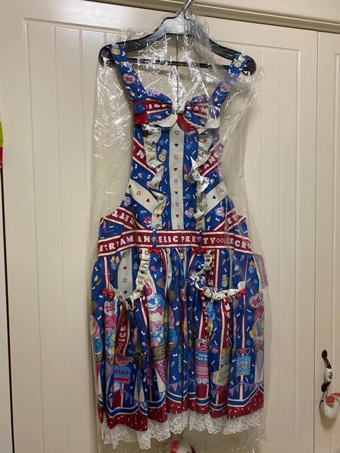 Angelic Pretty Ice Cream Parlor Salopette (red *blue) - Salopette