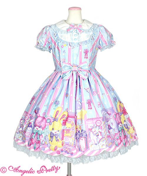 Angelic pretty：Toy Doll Box OP （ sax / light blue ） One Piece Lace