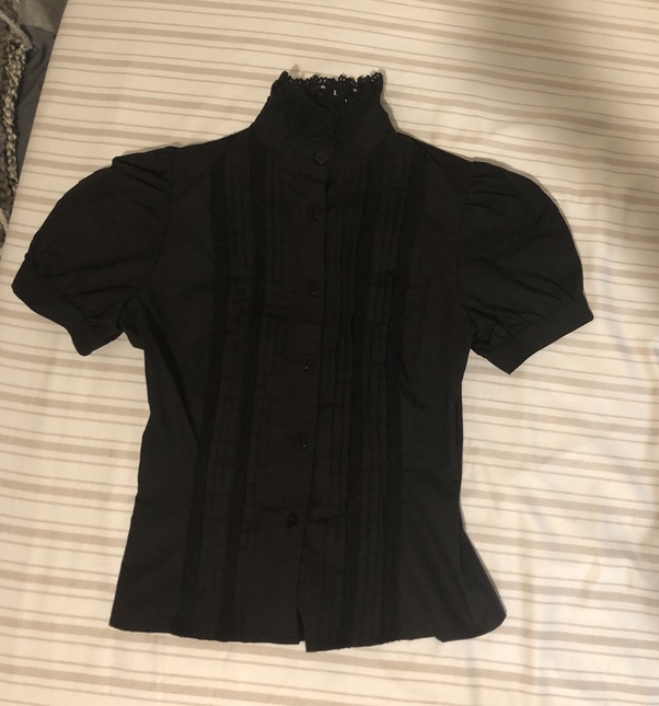 F+F High Neck Short Sleeved Blouse Blouses Lace Market Lolita