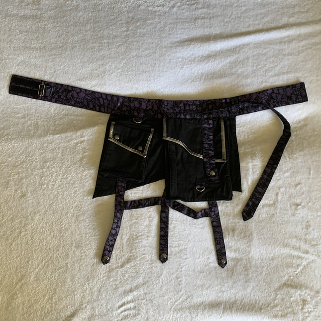 h.NAOTO sixh - Purple + Black Adjustable Belt w/ Pockets - Other