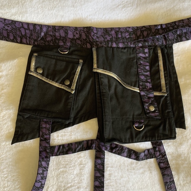 h.NAOTO sixh - Purple + Black Adjustable Belt w/ Pockets - Other