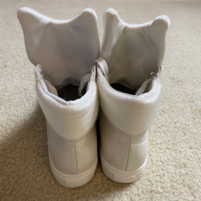 White Plush Cat High Top Sneakers Shoes Lace Market Lolita Fashion