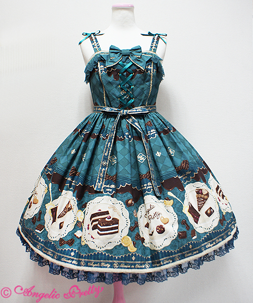 Angelic Pretty Antique Chocolaterie Pearl JSK in Green - Dresses