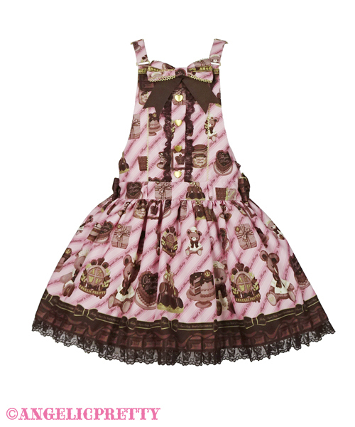 Angelic Pretty AP Bear's Chocolaterie Salopette Pink NWT