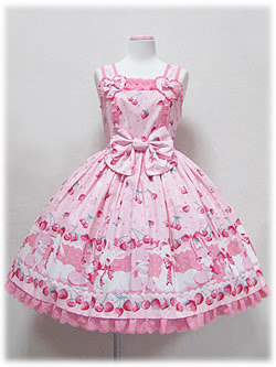 ワンピース Angelic Pretty Cherry Berry Bunny JSK Angelic Pretty Cherry Berry Bunny Heart JSK - Jumperskirt - Lace