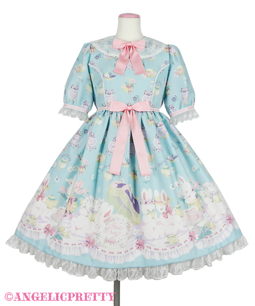Angelic Pretty Usagi / Bunny Picnic Party OP in sax - Dresses