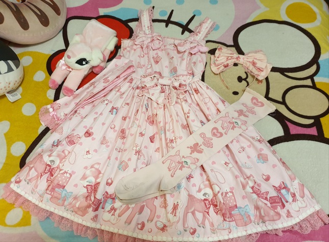 Angelic Pretty Milky Chan The Fawn Ribbon JSK [SET] - Dresses