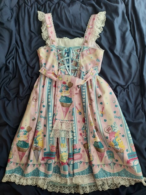 Angelic Pretty Ice Cream Parlor JSK (Pink x Sax) - Dresses - Lace