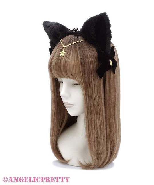 NWT Angelic Pretty Milk Cat Headdress in Black Headdresses Lace