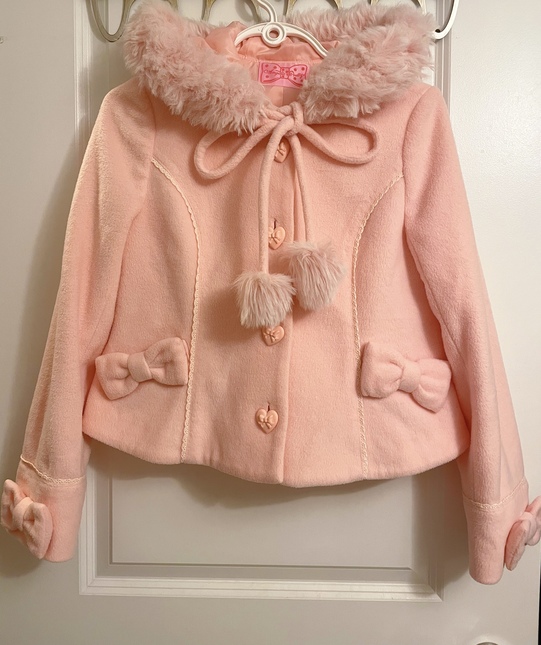 angelic pretty ribbon coat pink with heart button Coats Lace Market