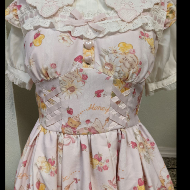 Liz Lisa Pink Honey Bear Strawberry Lemonade JSK - Dresses