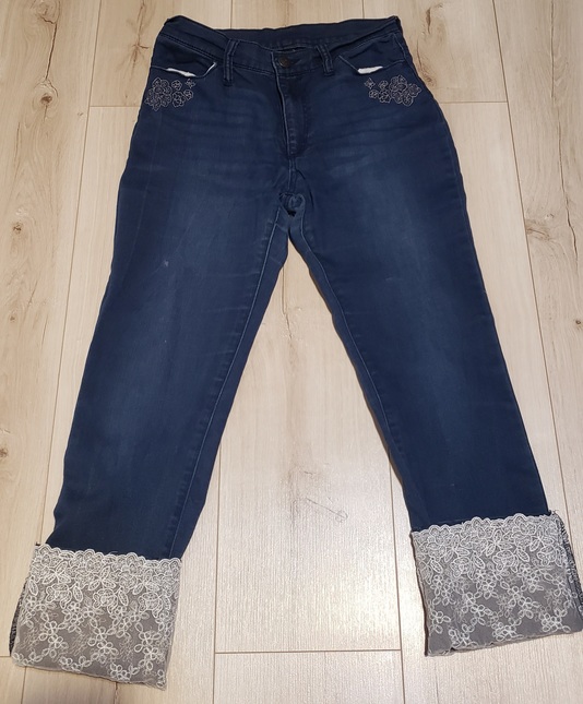 Axes femme jeans with lace 2 in 1 style Pants and Shorts Kei Market