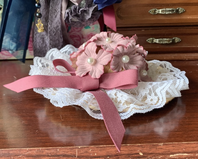 Mini Straw Hat With Pink Flowers Lace And Ribbon Hats Lace Market 