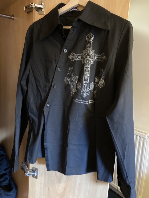 Moi meme moitie ega gothic cross shirt men size - Blouses