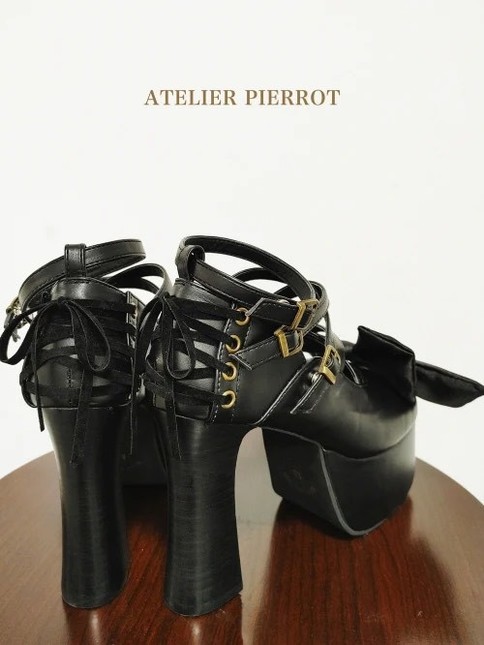 Atelier Pierrot Lace-up Platform Pumps Black US 8.5 - 9 / SIZE LL