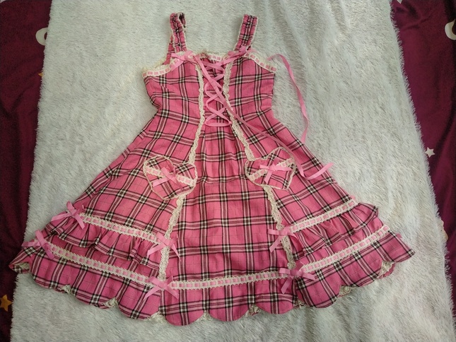 Angelic Pretty - Heart Pocket JSK Tartan Old School - Jumperskirt