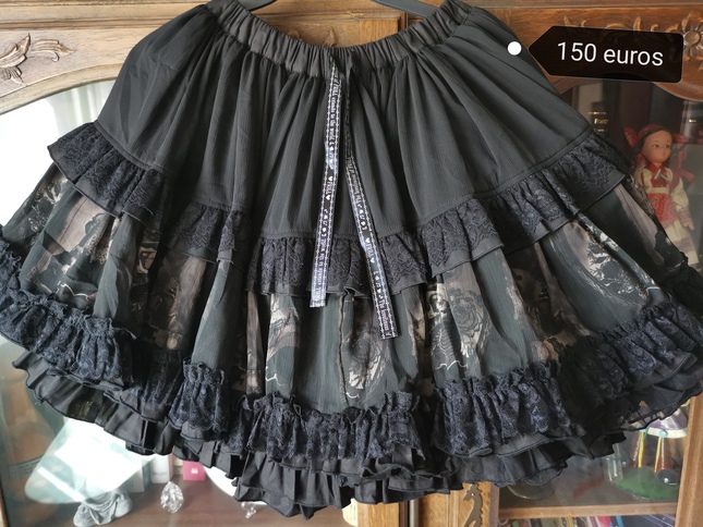 Jupe Crayon Old Skull Pour Femme - Noire - Taille Unique - Coton/élastine