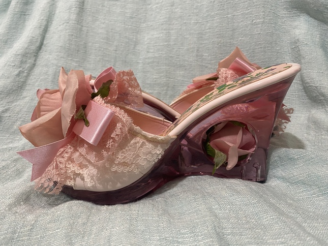 Jesus Diamante - pink transparent rose heel mules size M / sandals
