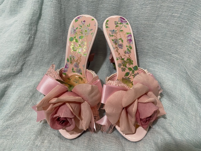 Jesus Diamante - pink transparent rose heel mules size M / sandals