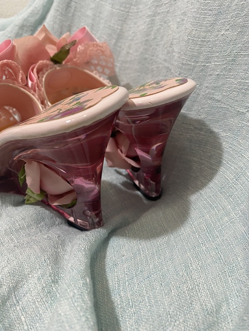 Jesus Diamante - pink transparent rose heel mules size M / sandals