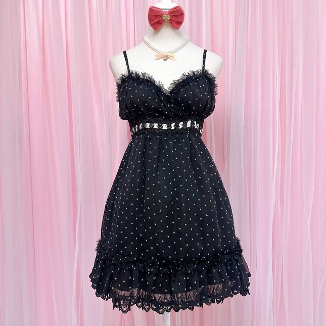 tralala pink dress Rare Tralala babydoll dress featuring black lace trim,dress size: bust 86-90 lenght 78 adjustable price: deffect:- Ship worldwide Payment method local bankPaypalWise dm to purchase!