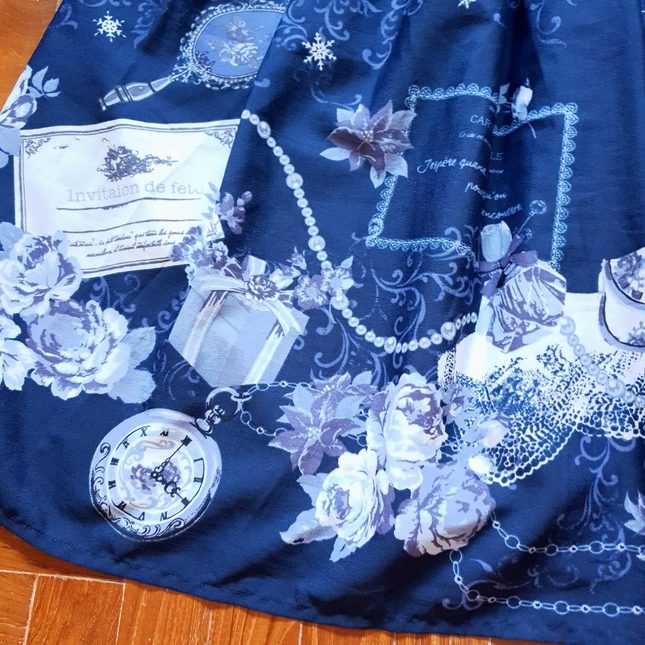 Axes Femme Navy Blue Message Card JSK Dresses Lace Market Lolita