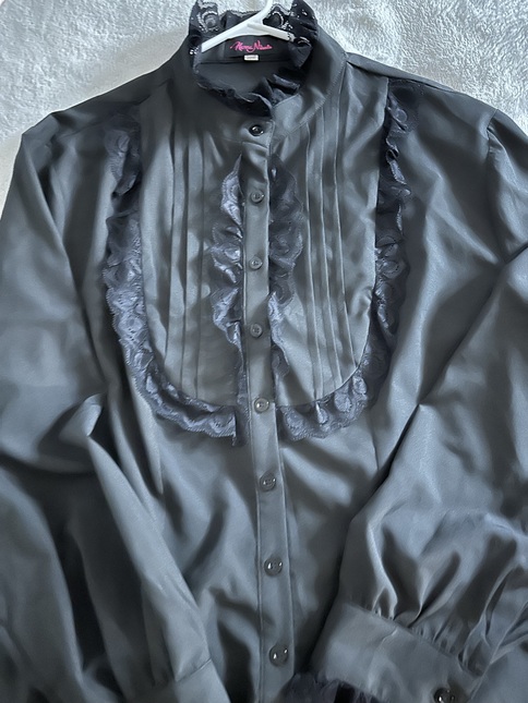 Black Lace Knit Plus Size Blouse main image 0